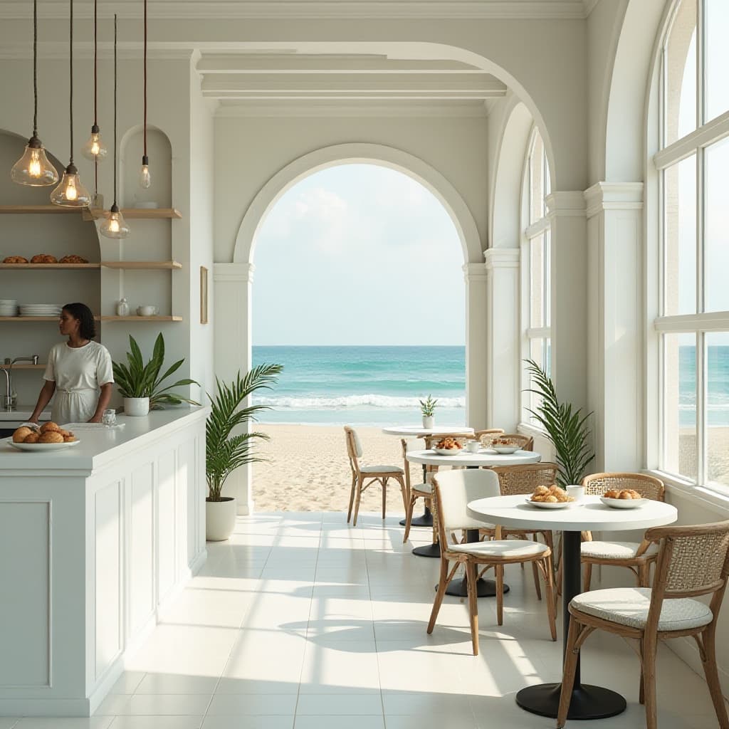 Coastal minimalisme stijl met rustige en elegante kleuren