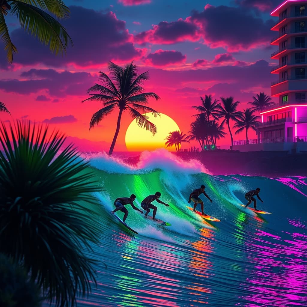 Neon kunst met levendige en opvallende compositie